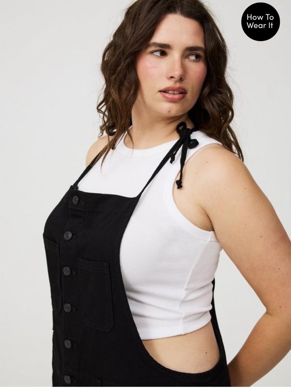 torrid Black Button-Front Tie-Strap Denim Overalls